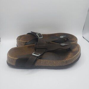Betula Birkenstock Gizeh Thong Sandals Sz 6 Leather Suede Casual Cork Footbed